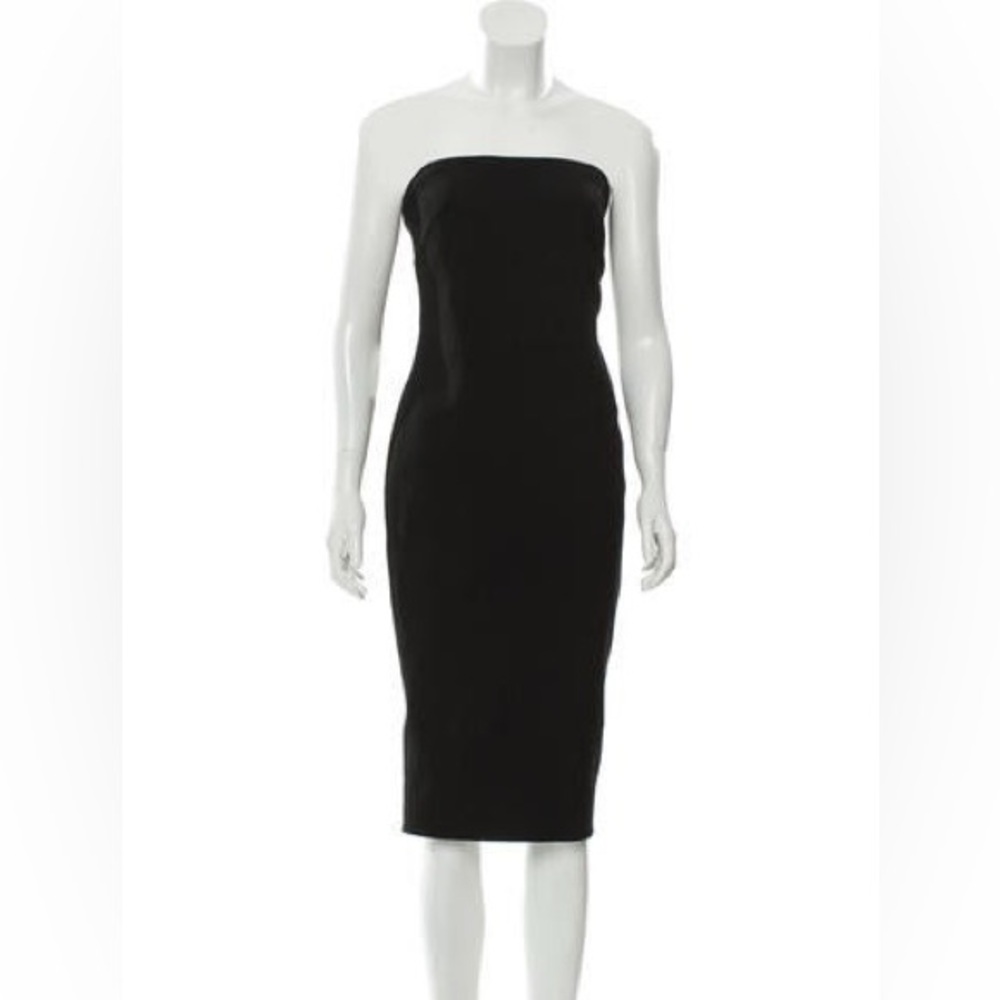TOM FORD black strapless midi dress internal corset IT 44  US 8 Like New